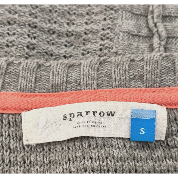 Sparrow Anthropologie Gray Button 3/4 Sleeve Cardigan Small Boho Cottagecore - Picture 7 of 8